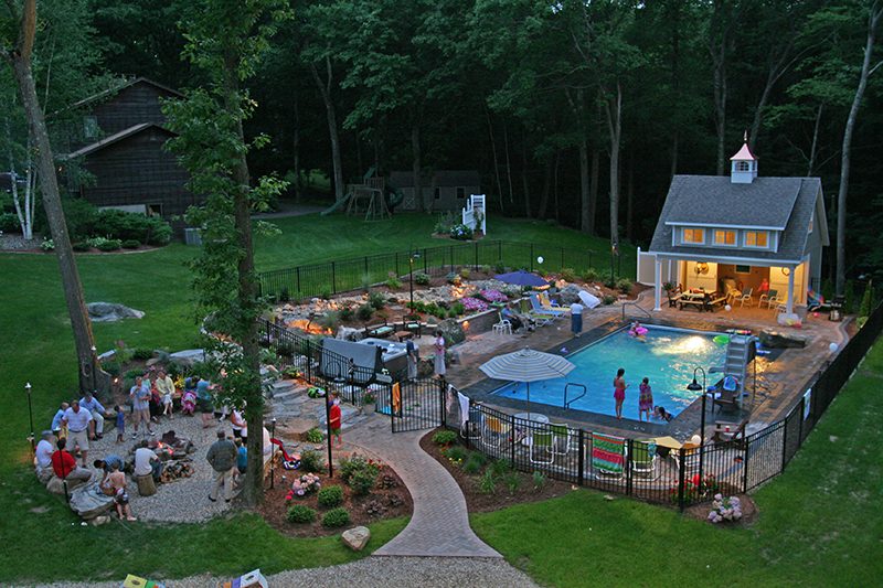 Swimming pool and stamped concrete project example 177